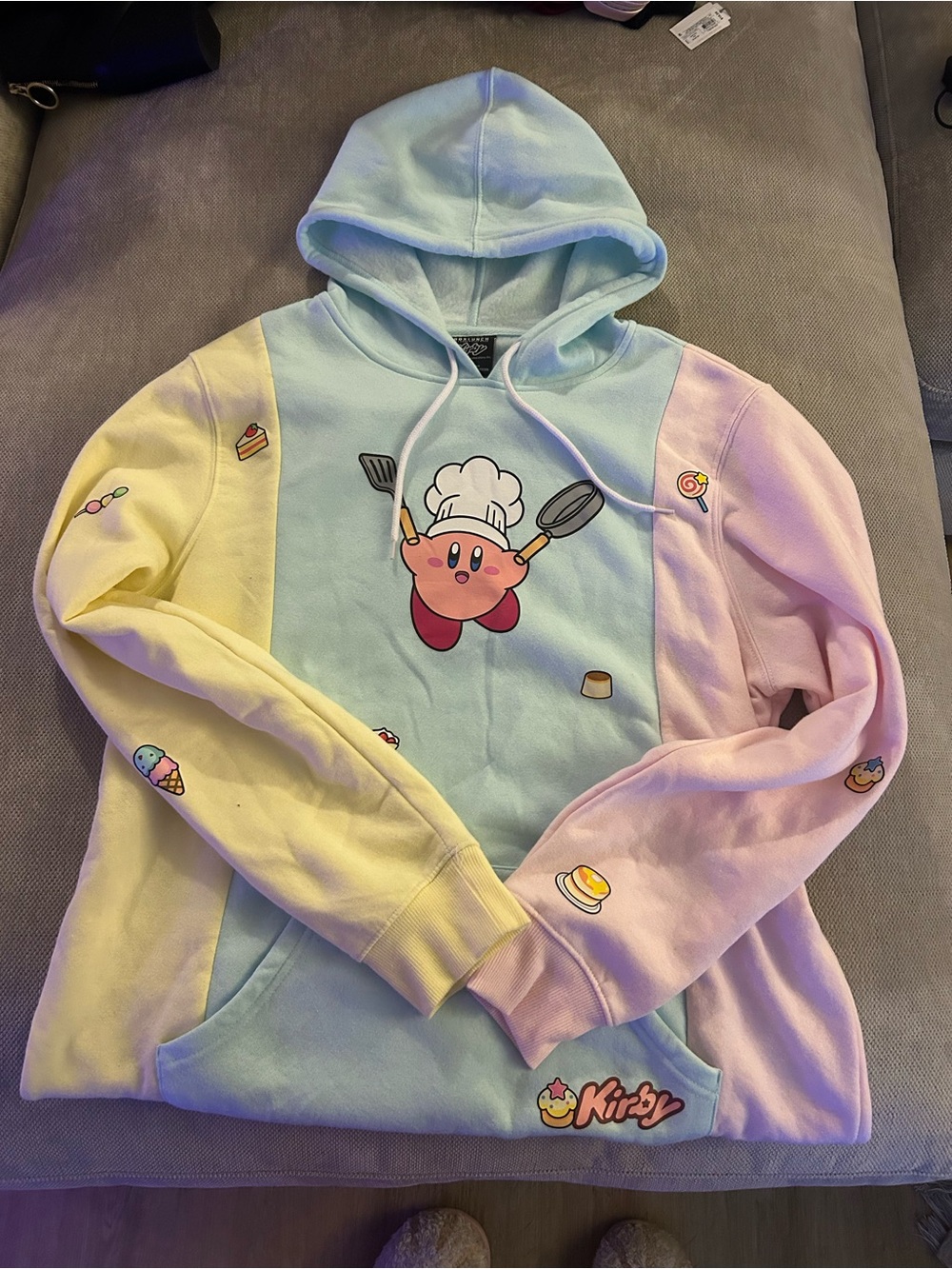 Pastel Kirby Colorblock Hoodie Sweatshirt - Blue, Yellow & Pink